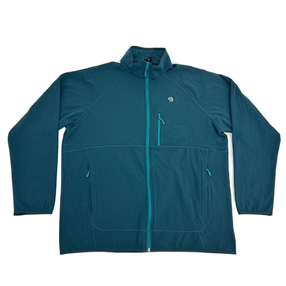 Mountain Hardwear Norse Peak Jacket Men's XL Green Full Zip Fleece Chest Pocket